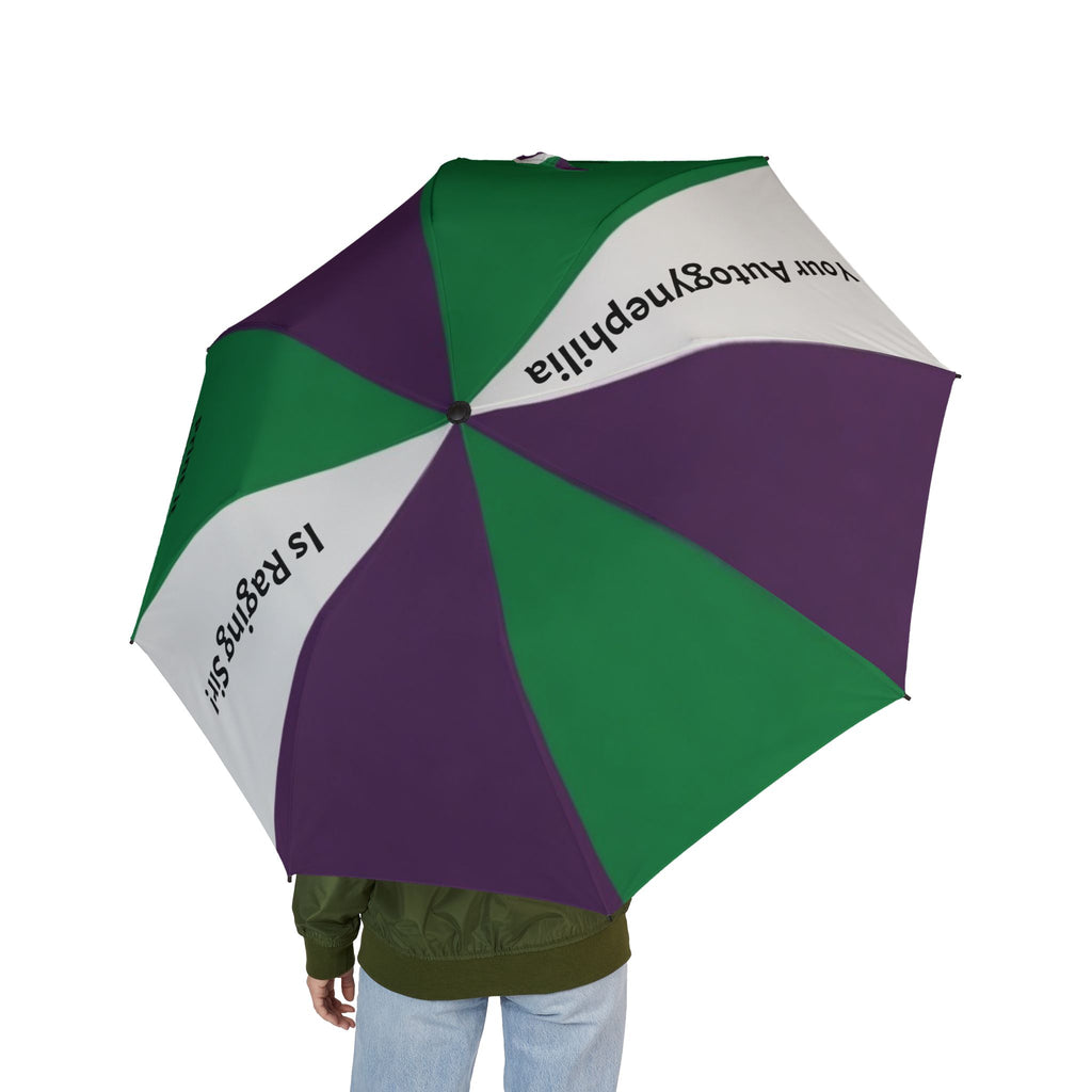 Customizable Your Agp is raging sir!  Foldable Protest Umbrella — Semi-Automatic Compact Rain Umbrella with Text Accent